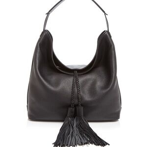 NWT Rebecca Minkoff Isobel Tassel Pebble Black Leather Hobo Bag